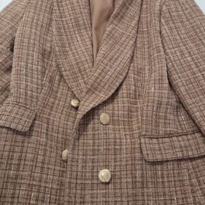Women's Brown Plaid Jacket